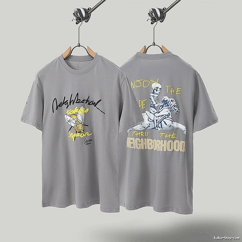 Travis Scott Co-branded Street Style Gray Short-sleeve T-shirt