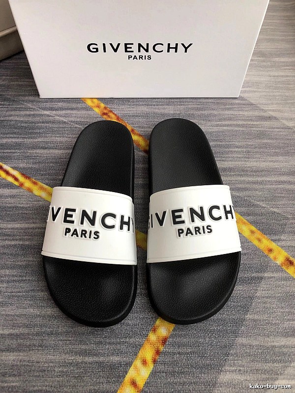 Trendy Brand Givenchy Letter Printed Black and White Slides