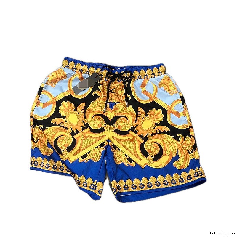 Versace Baroque Luxury Style Blue and Gold Casual Shorts