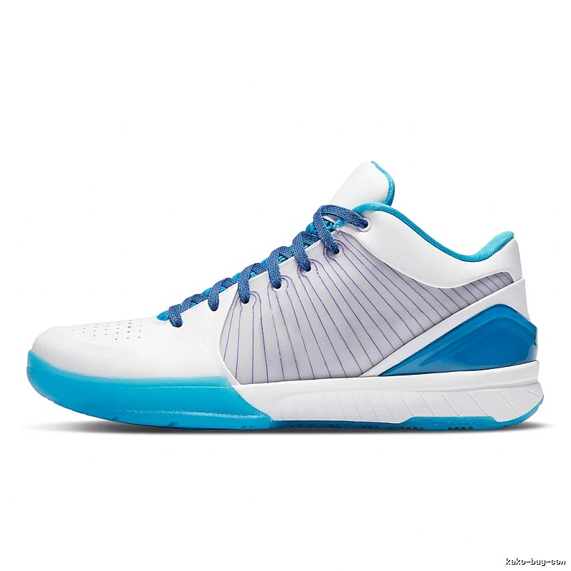 White and blue color scheme of Nike basketball shoes